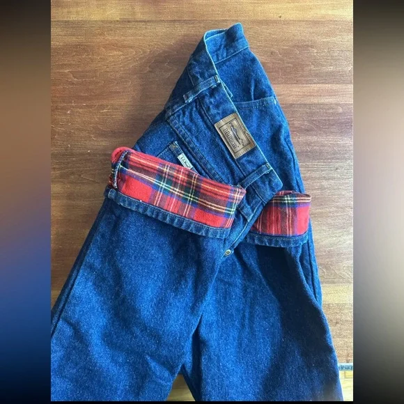Women's LL Bean Flannel Lined Jeans - Picture 2 of 2